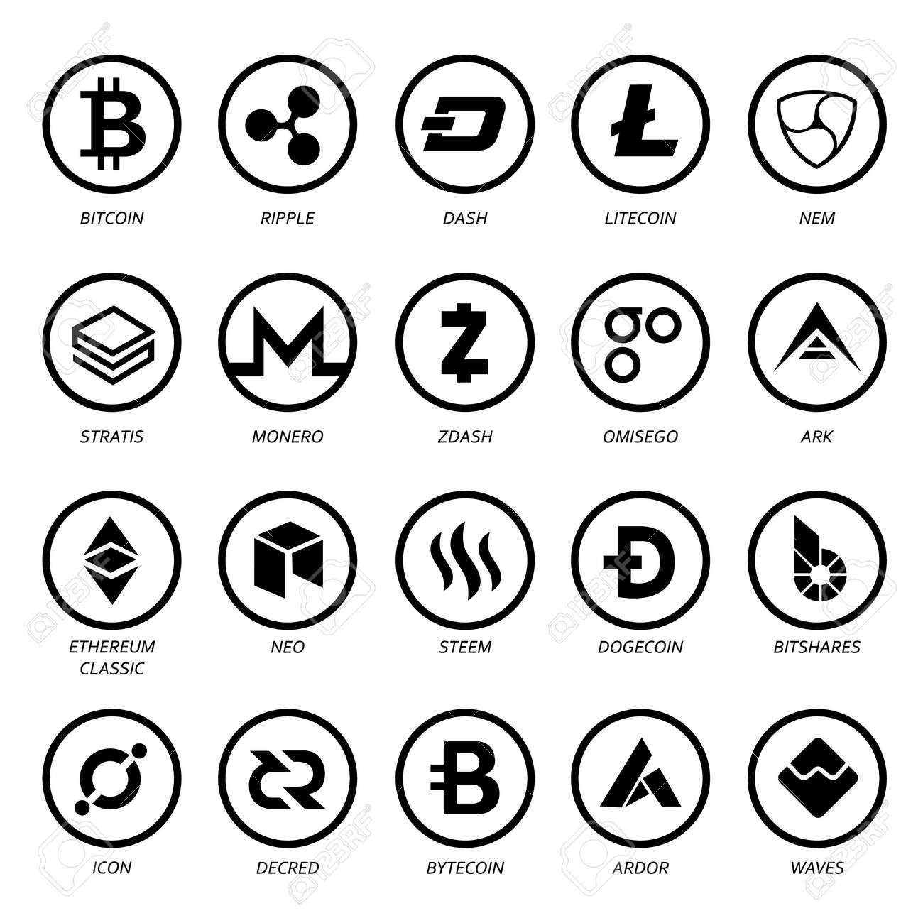 암호 화폐 로고 비즈니스 돈. 로열티 무료 사진, 그림, 이미지 그리고 스톡포토그래피. Image 99519708