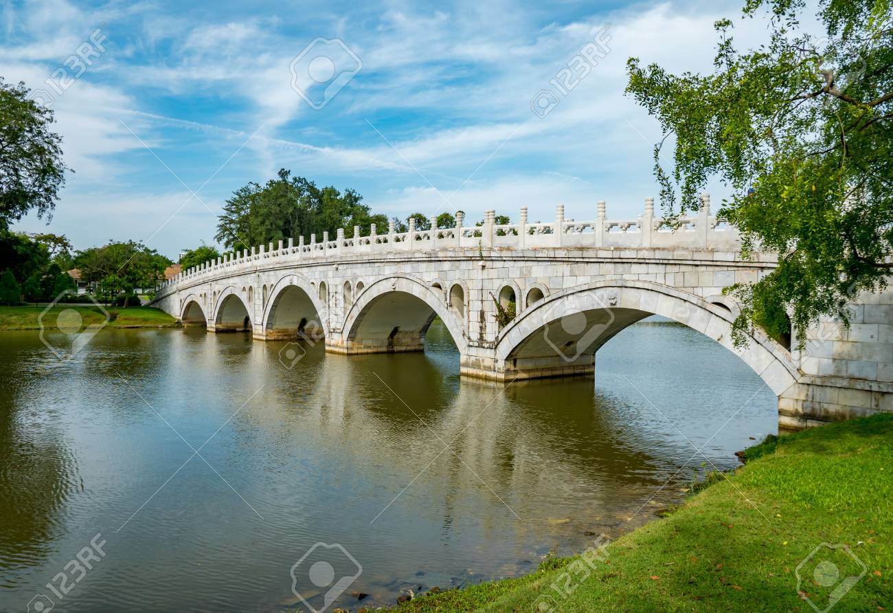 Die Brücke, Die Den Chinesischen Garten Und Die Japanischen ... Die Brücke, Die Den Chinesischen Garten Und Die Japanischen ...