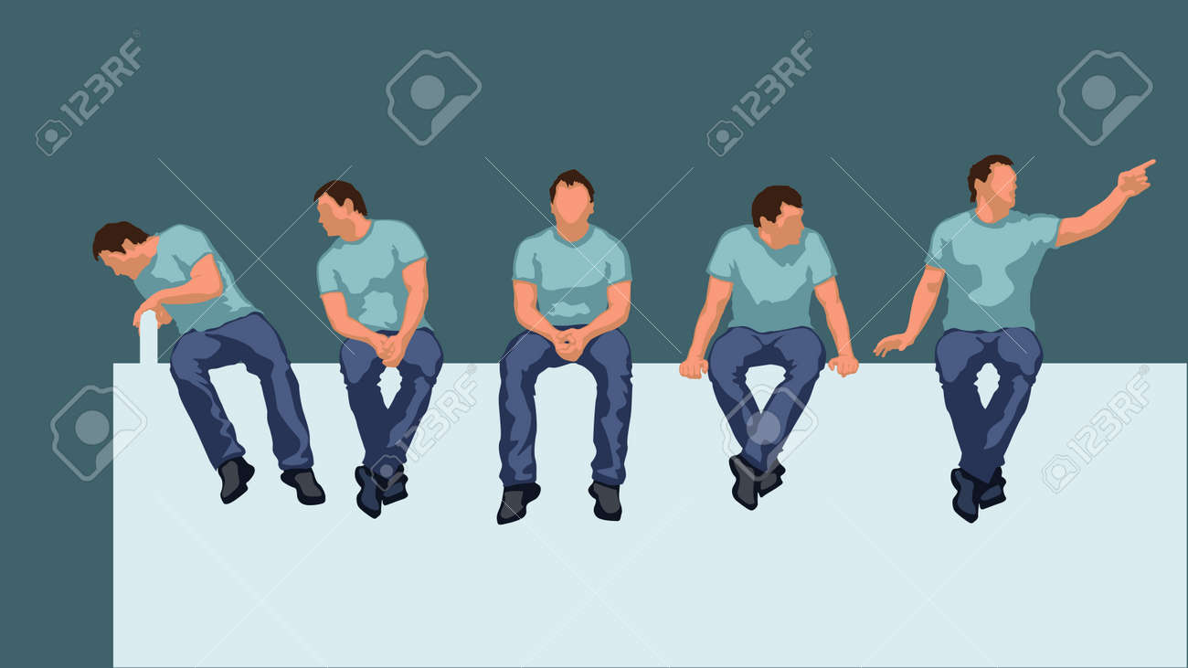 Illustration Of Man Sitting Silhouette In Different Poses Royalty Free Cliparts Vectors And Stock Illustration Image