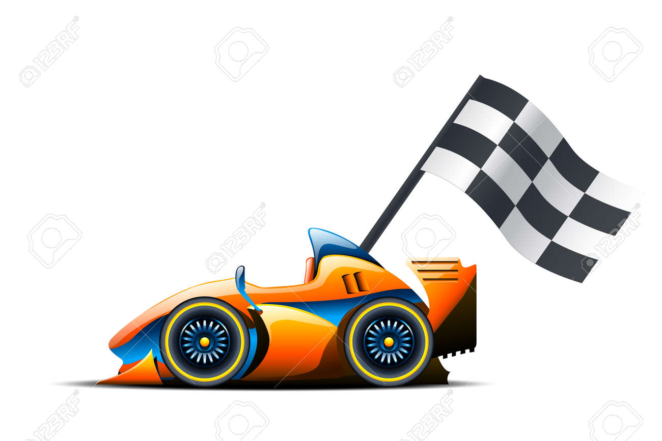 Illustration Of Race Car And Flag On It On White Background Royalty Free  SVG, Cliparts, Vectors, and Stock Illustration. Image 50828579., image size:1300x867