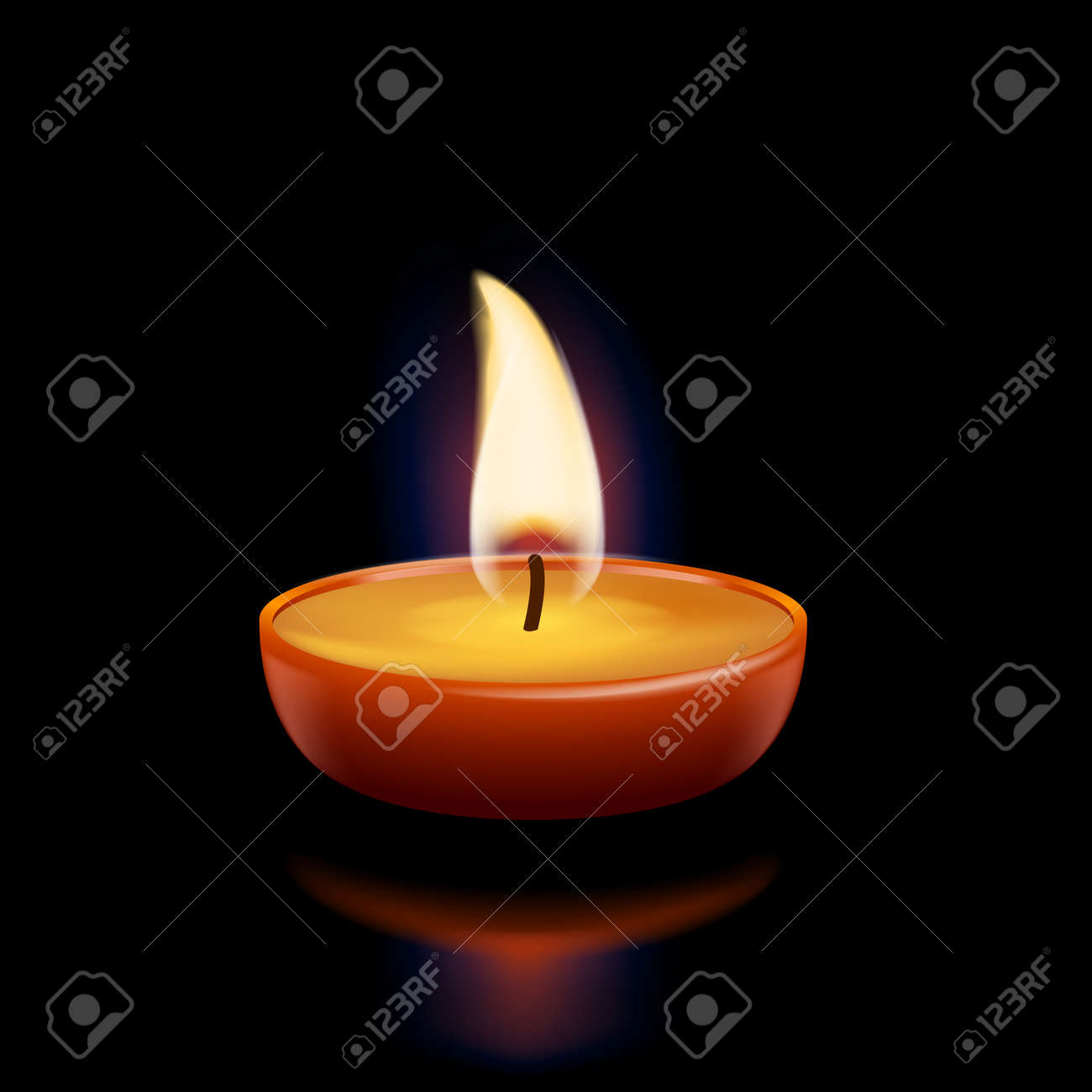 Ilustración De La Vela Encendida Solo Con La Reflexión En La ...