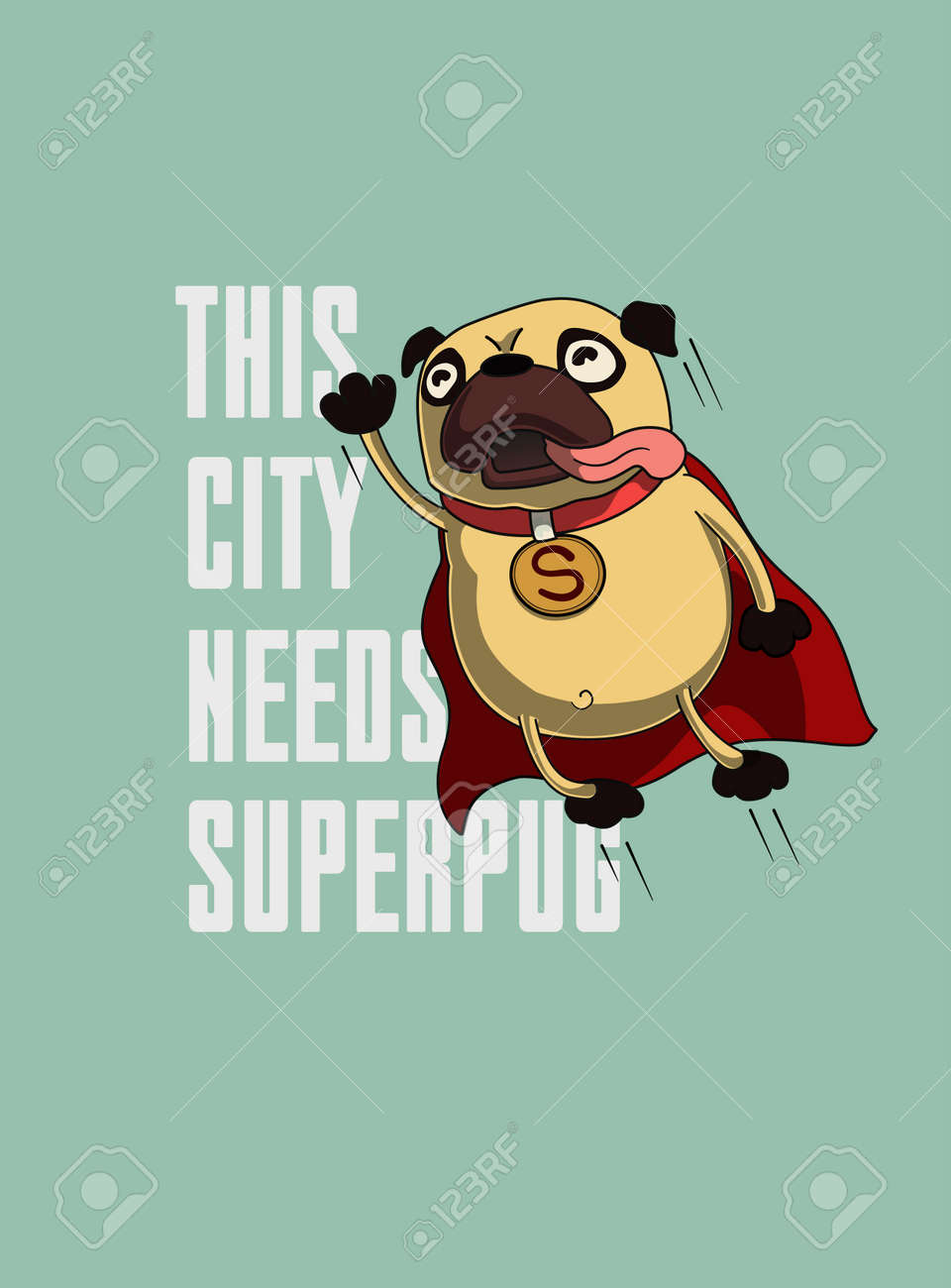 Funny Cartoon Character Pug Design For Tee Royalty Free Cliparts Vectors And Stock Illustration Image