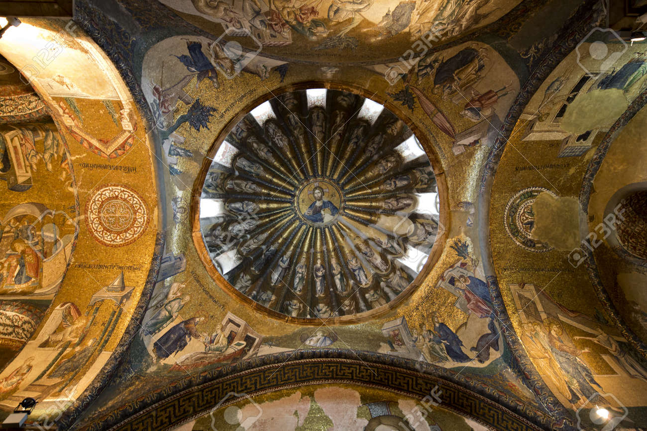 カーリエ カーリエ博物館 イスタンブール トルコの内側のナルテックス モザイク の写真素材 画像素材 Image