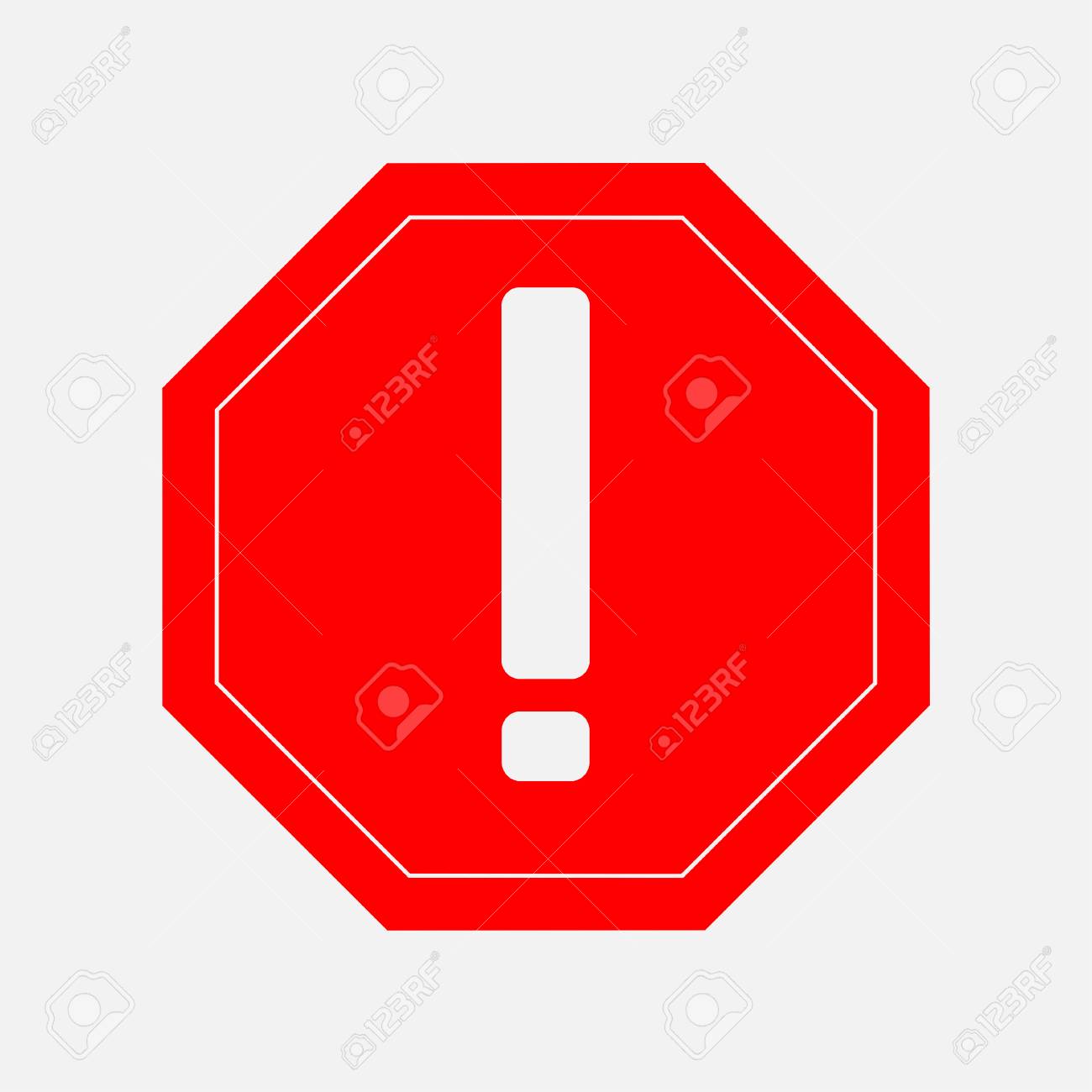 Panneau Rouge Octogonal Avec Point D Exclamation Pour Activites Interdites Clip Art Libres De Droits Vecteurs Et Illustration Image