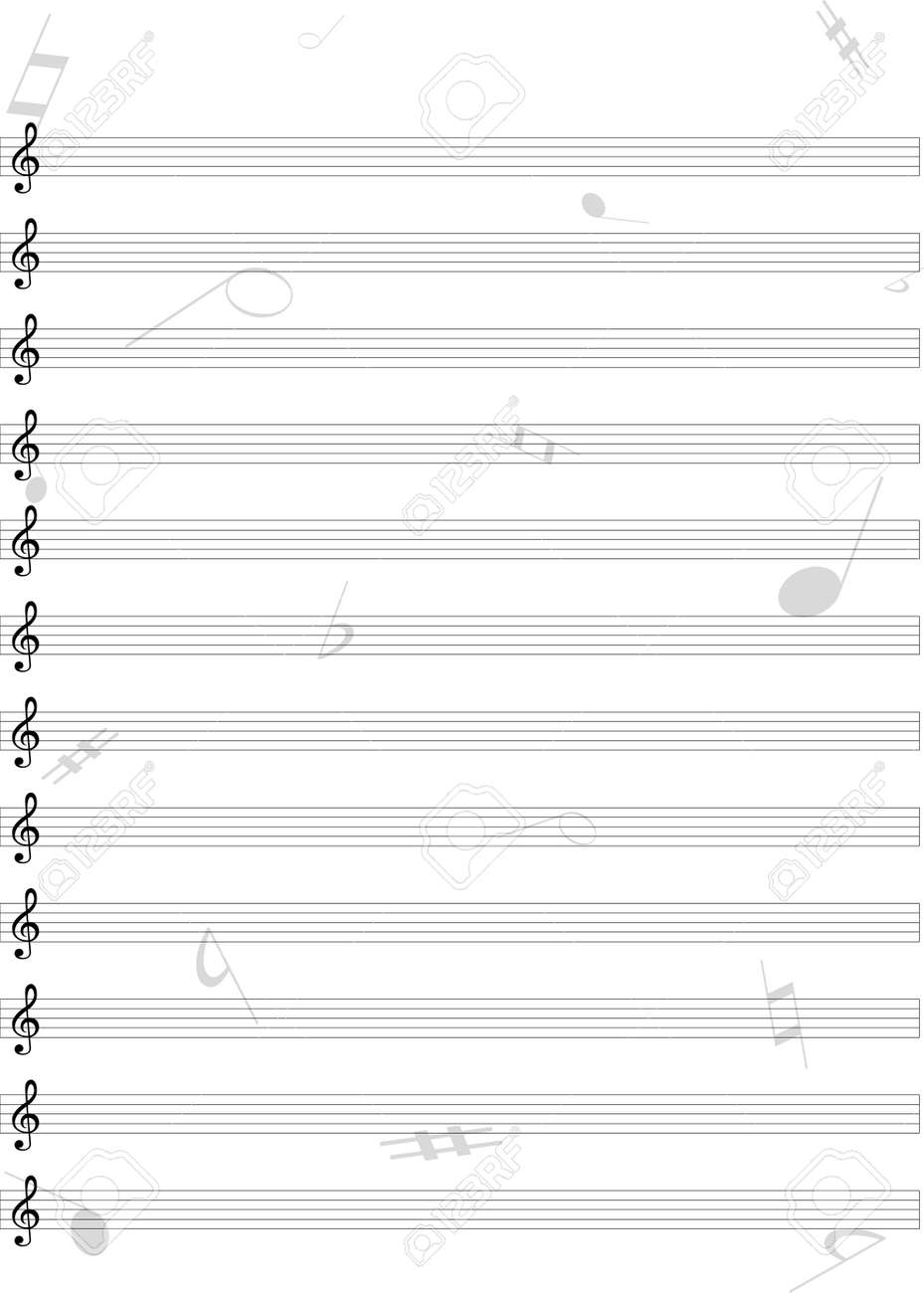 Blank Music Sheet Score With Violin Keys. Real Size For Print. Royalty Free SVG, Cliparts, Vectors, and Stock Illustration. Image 156688024. blank-music-sheet-score-with-violin-keys-real-size-for-print-royalty-free-svg-cliparts-vectors-and-stock-illustration-image-156688024