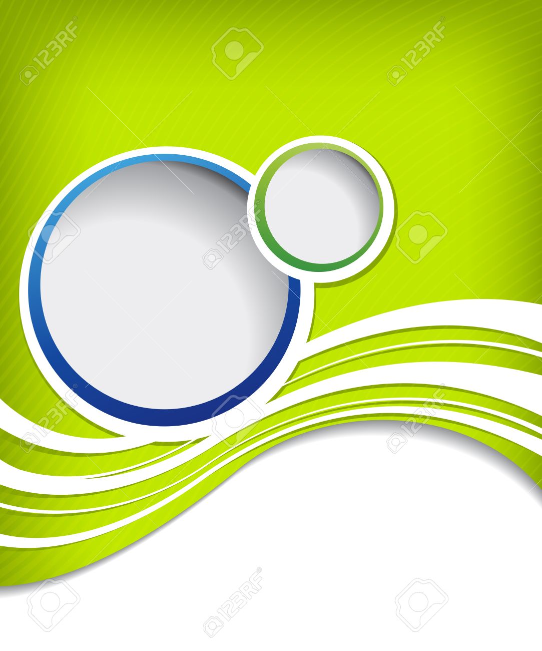 blue circle on green wave background flyer design stock photo