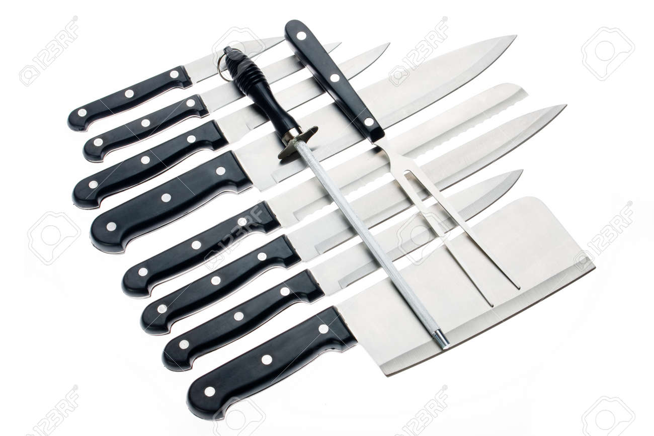 Uncategorized Professional Kitchen Knives set of professional kitchen knives isolated on white background stock photo 8552960