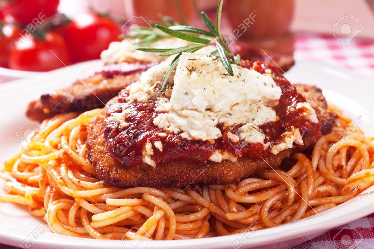 Chicken Parmesan Breaded Chicken Steak With Tomato Sauce And Stock Photo Picture And Royalty Free Image Image 20133828