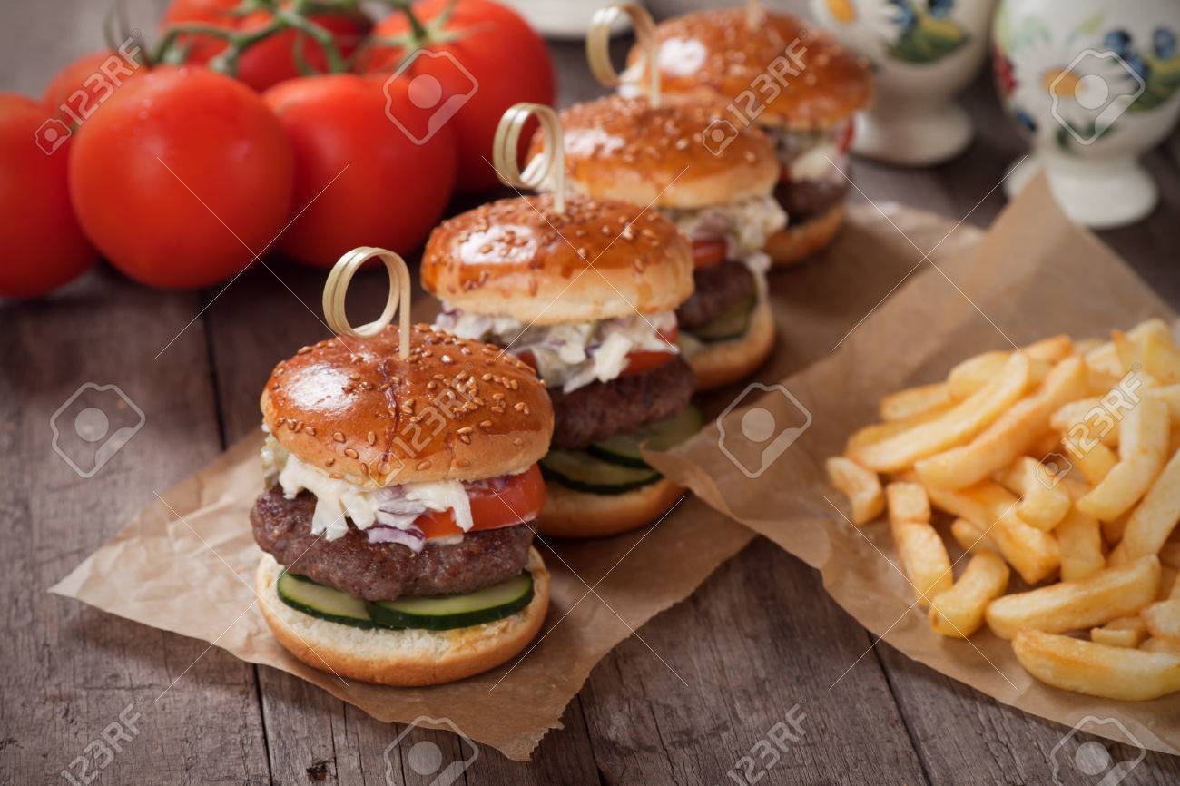 mini hamburgers served with