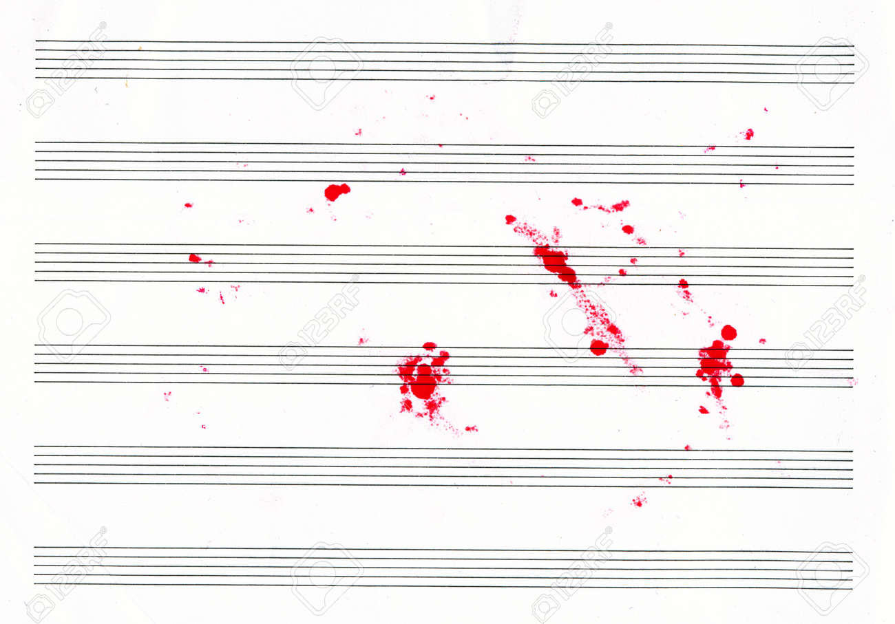 lined sheet music books with red blots stock photo picture and lined sheet music