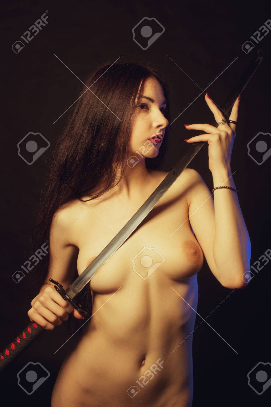 Naked Girl With Katana Posing Over Dark Background Stock Photo, Picture and  Royalty Free Image. Image 59378249.