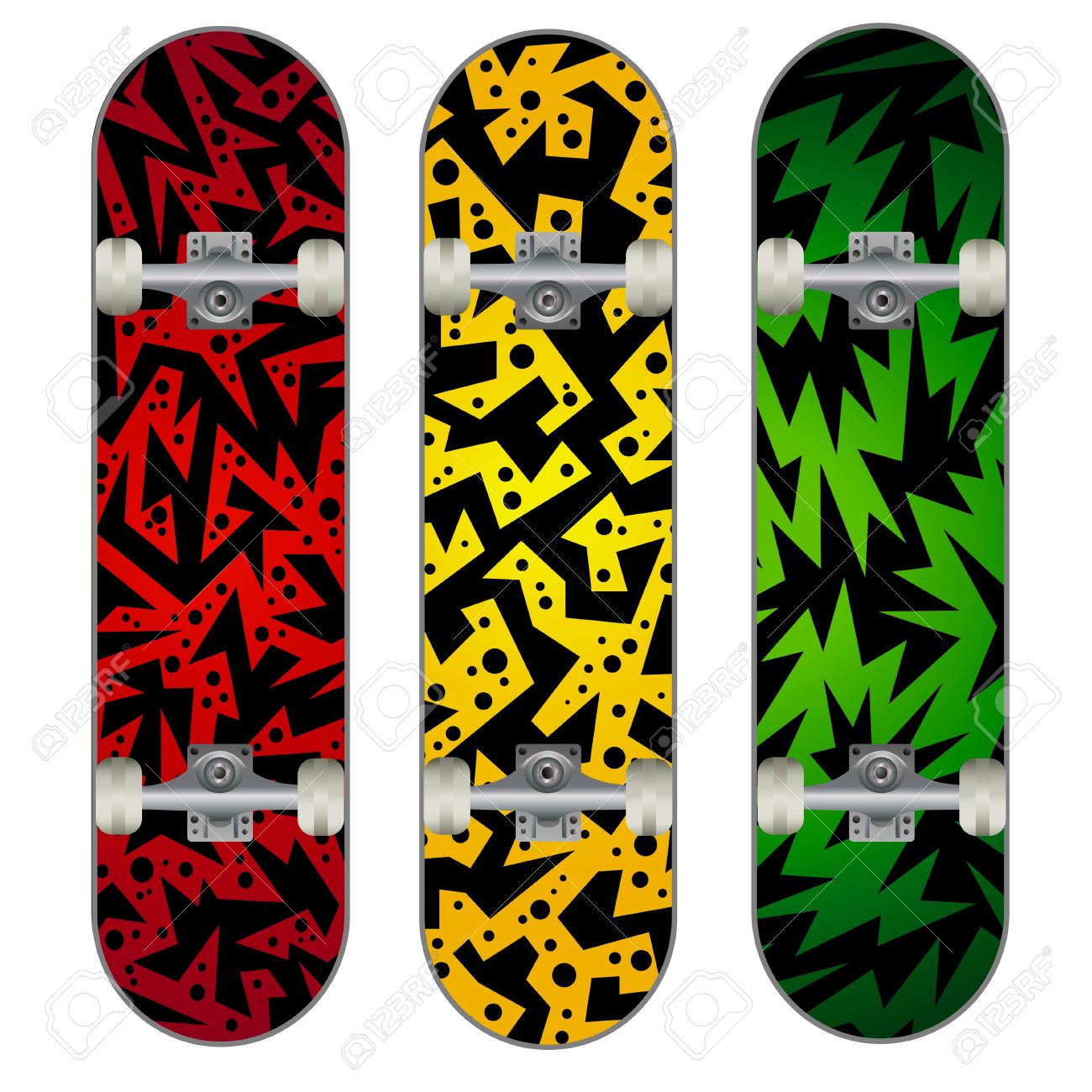 Set Three Skateboard Designs Royalty SVG, Cliparts, Vectors, And Stock Illustration. Image 13049662.