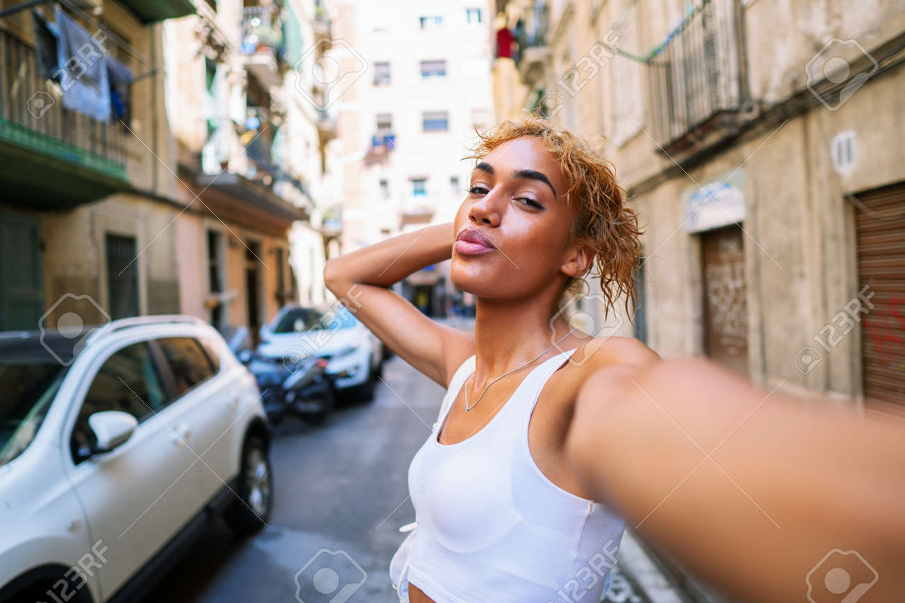 Sexy Shemale Woman Posing And Doing Selfie Stock Photo, Picture and Royalty  Free Image. Image 125645908.