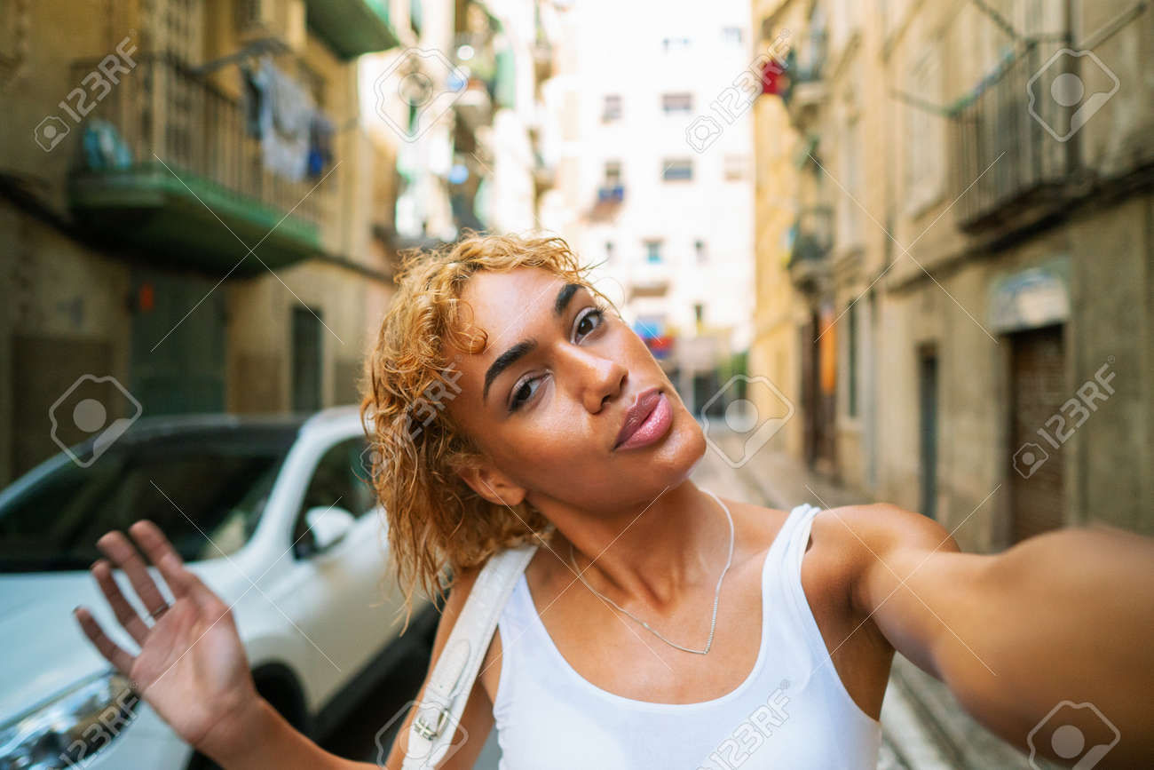 Sexy Shemale Woman Posing And Doing Selfie Stock Photo, Picture and Royalty  Free Image. Image 125645966.