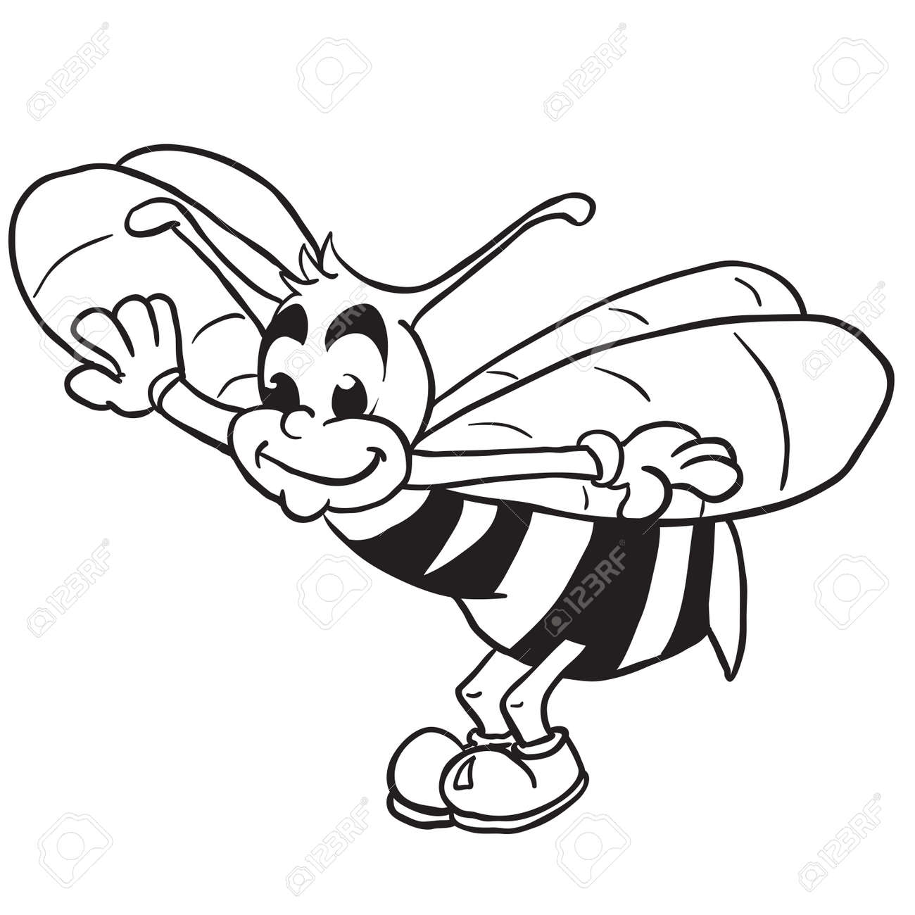 Simple Bande Dessinee D Abeille Noir Et Blanc Clip Art Libres De Droits Vecteurs Et Illustration Image