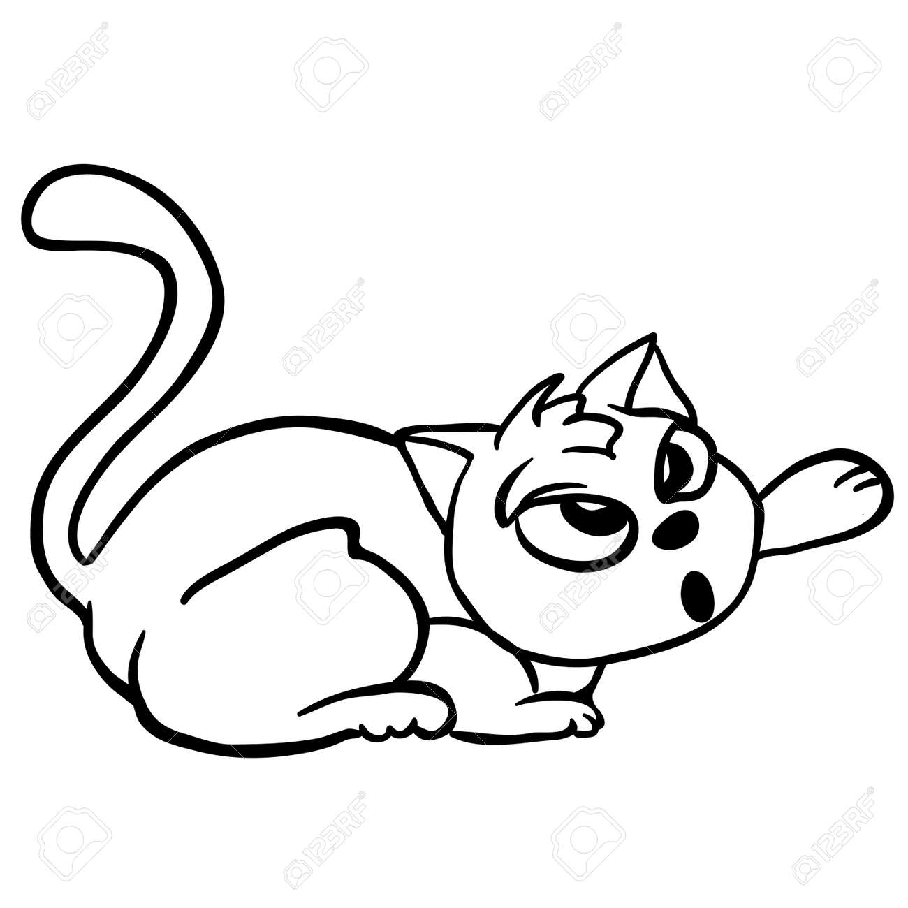 Illustration Simple De Bande Dessinée De Chat Noir Et Blanc