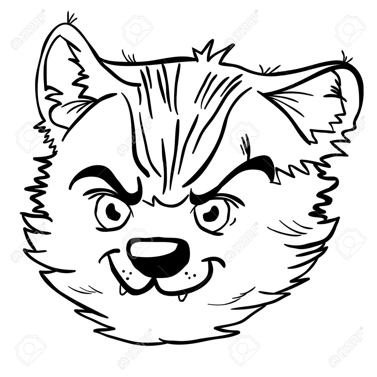 Angry Chat Noir Et Blanc Illustration De Bande Dessinée Isolé Sur Blanc