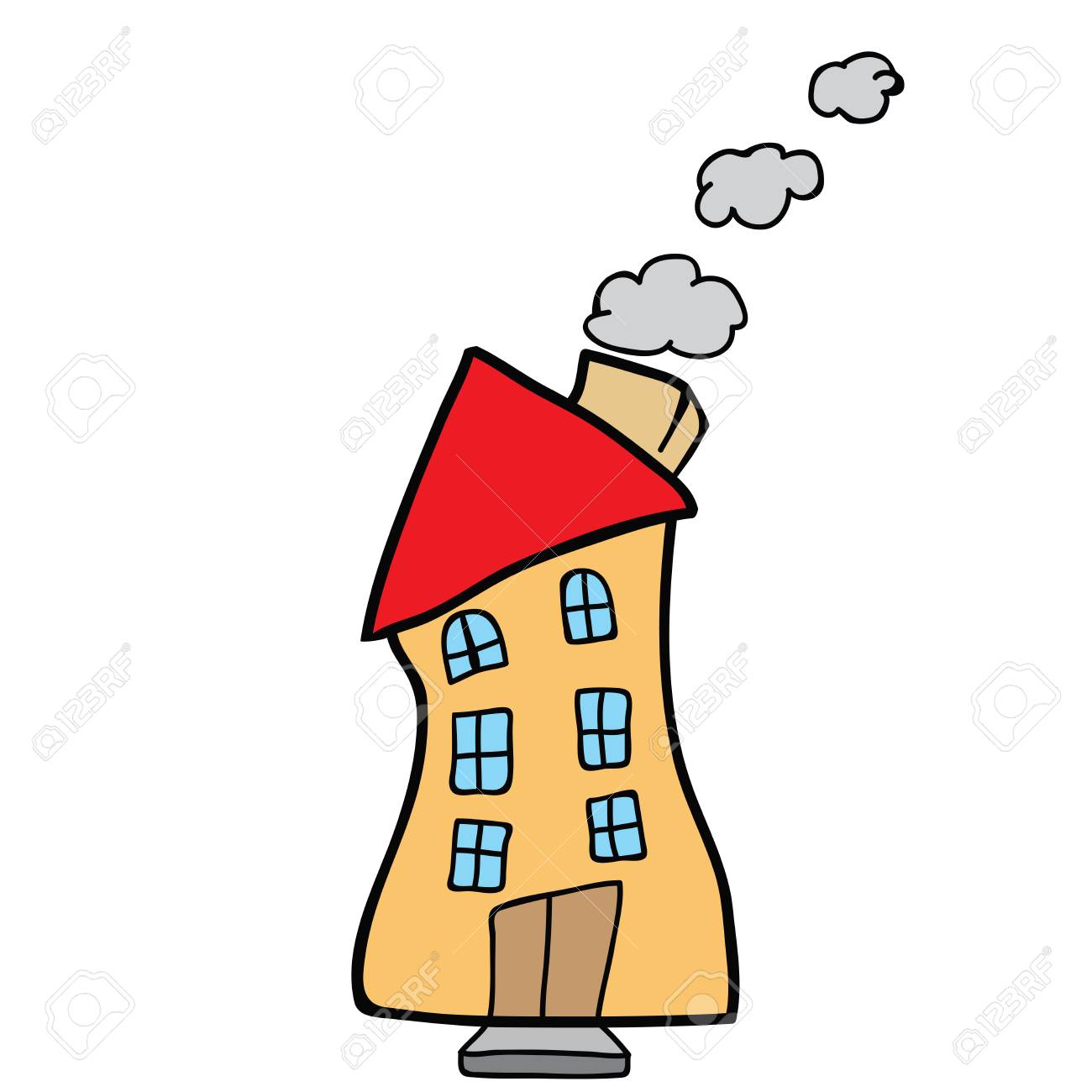 Haus Doodle Cartoon Illustration Isoliert Auf Weissem Hintergrund