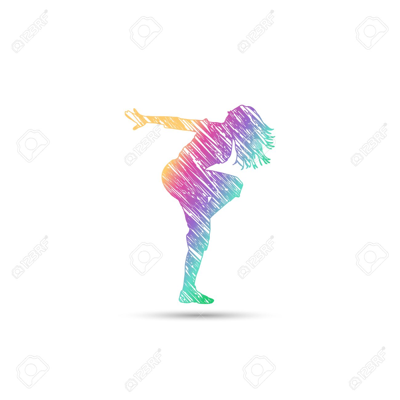 Dance Girl Logo In Rainbow Colors Royalty Free Cliparts Vectors And Stock Illustration Image 52617389