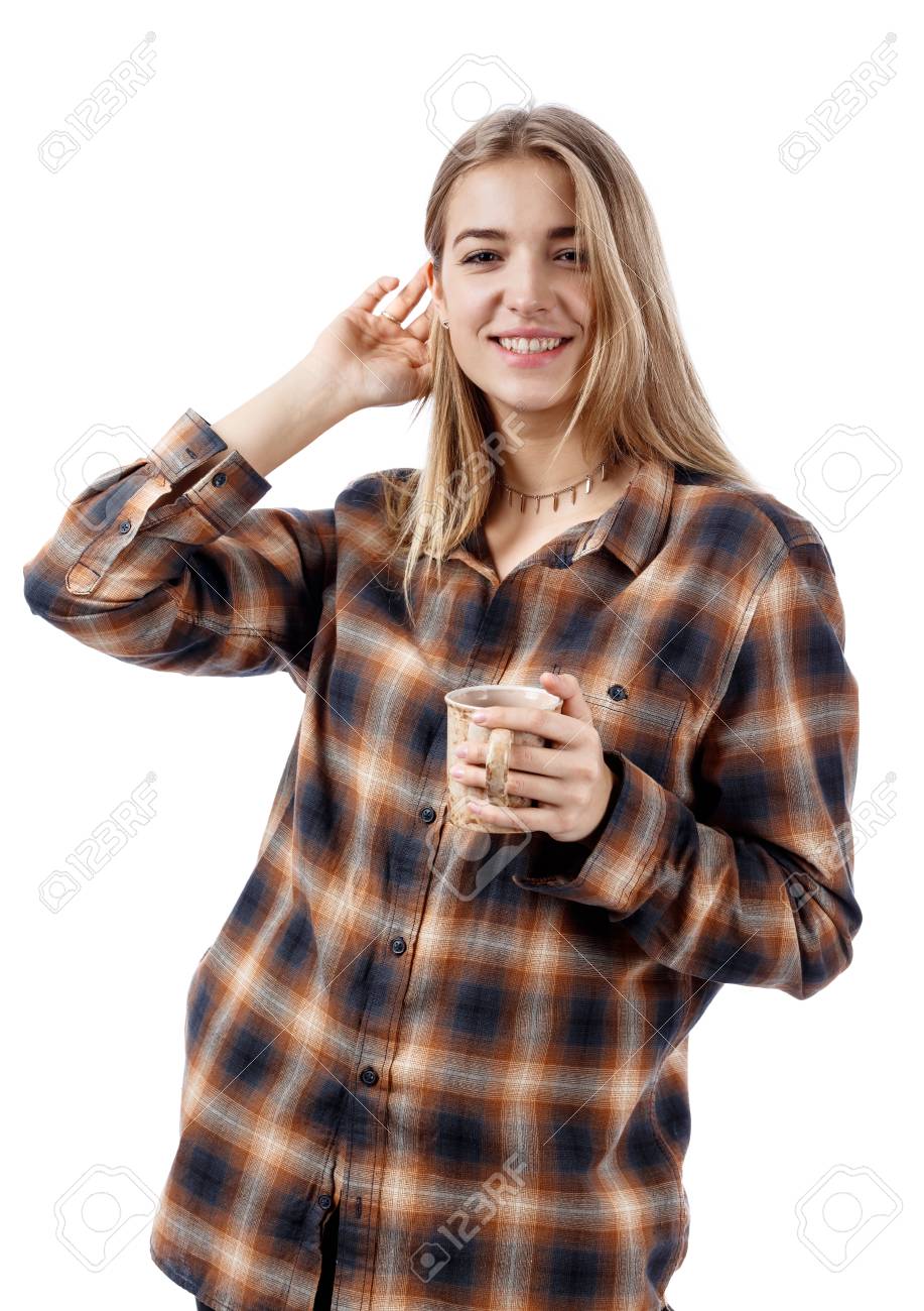 brown plaid shirt women's