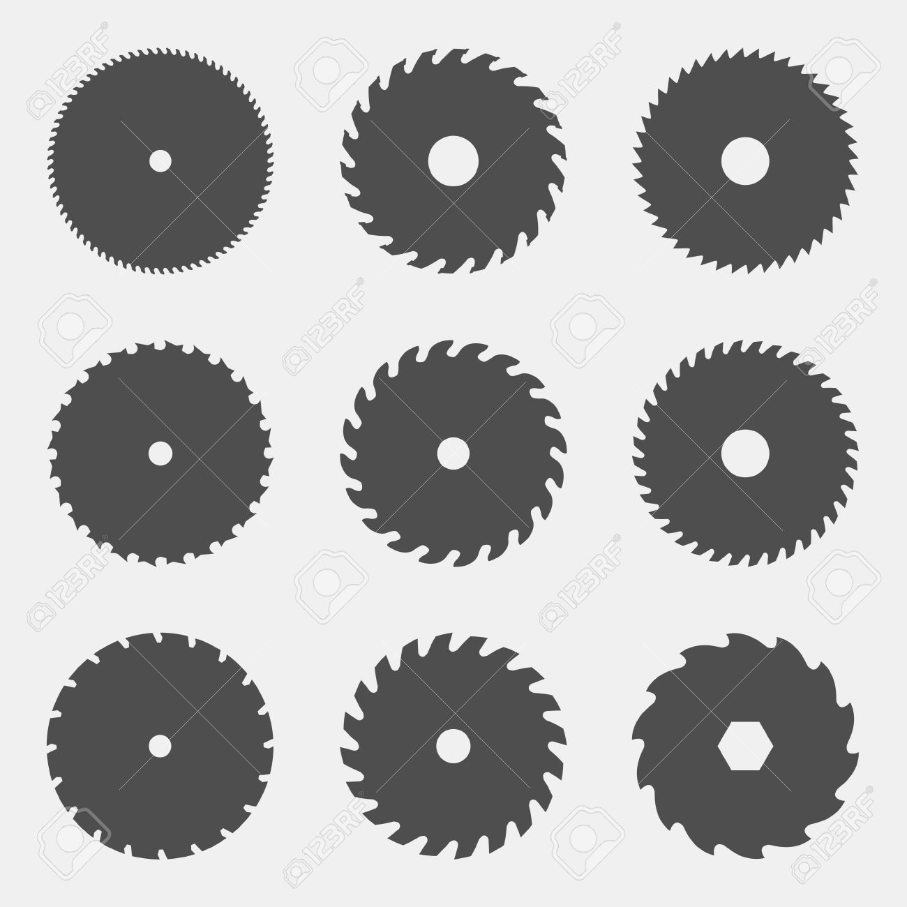 丸鋸刃の異なる黒いシルエットのベクター セットのイラスト素材 ベクタ Image