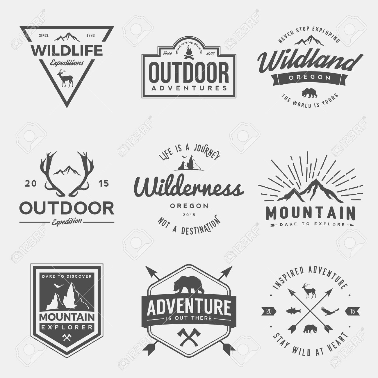 vector set of wilderness and nature exploration vintage logos vintage logo vector