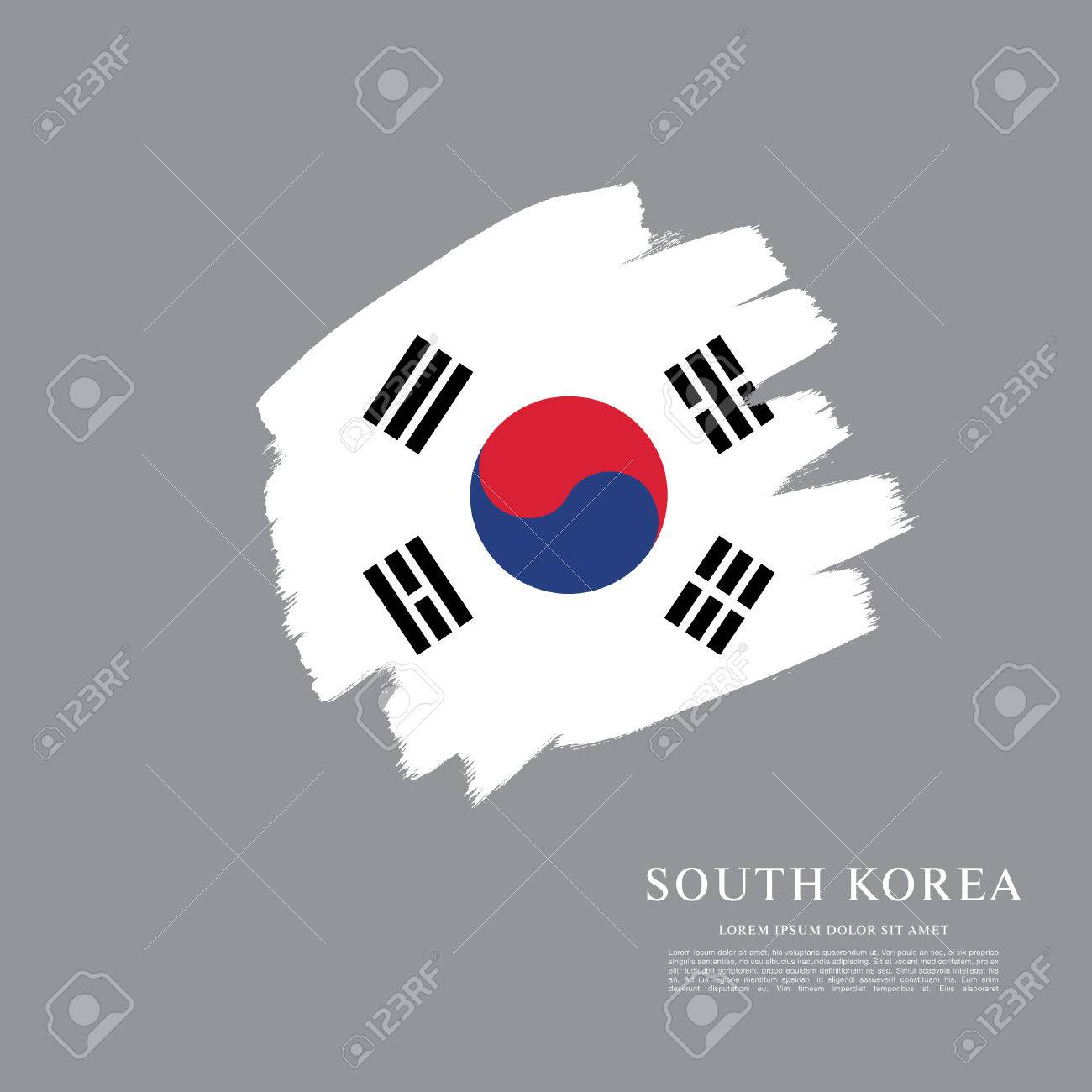 south korean flag made in brush stroke background royalty free