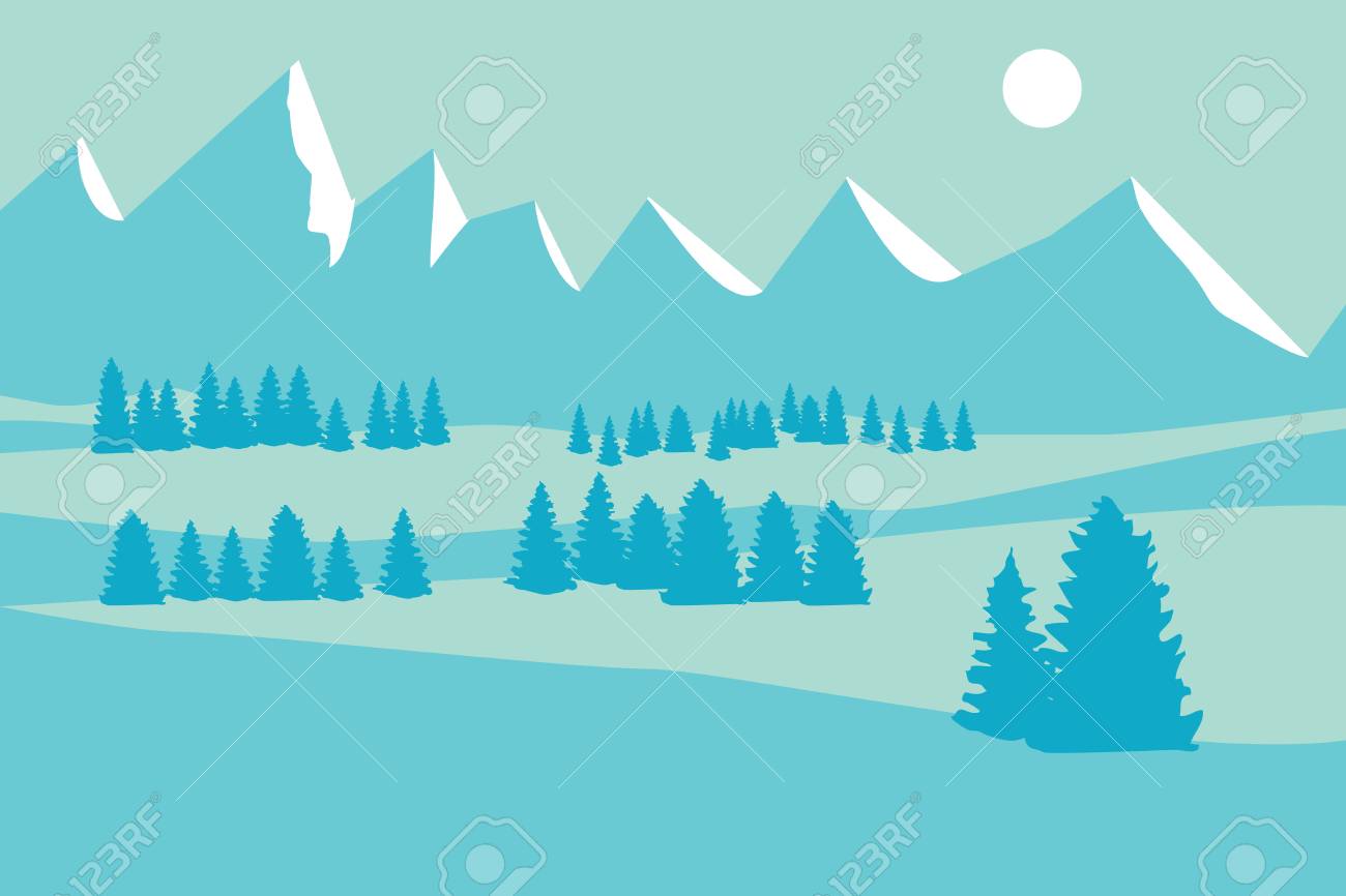 Winter Landscape Background Flat Vector Illustration Royalty Free Cliparts Vectors And Stock Illustration Image 9117