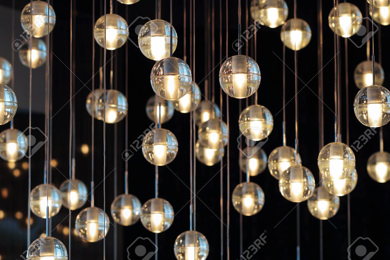 Lighting Balls On The Chandelier In The Lamplight Light Bulbs