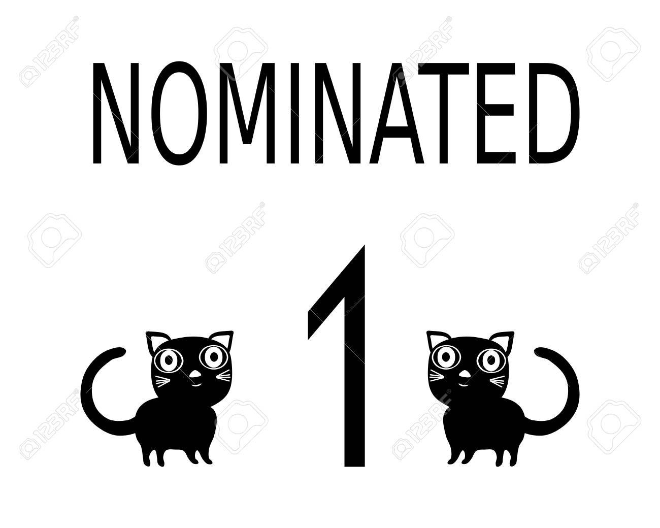 Simple Black White Card With Inscription Nominated Two Cats