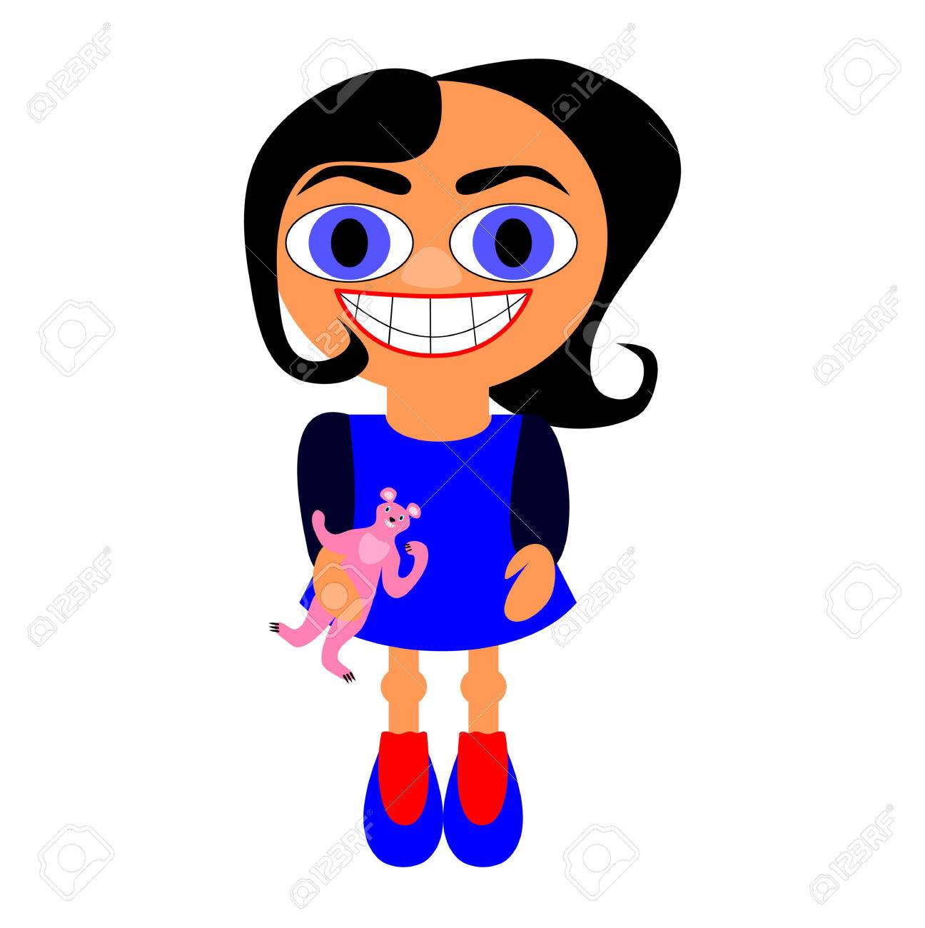 Kleine Schwarze Haare Blaue Augen Lachelndes Madchen Mit Kleinen Rosa Bar Lizenzfrei Nutzbare Vektorgrafiken Clip Arts Illustrationen Image 65834582