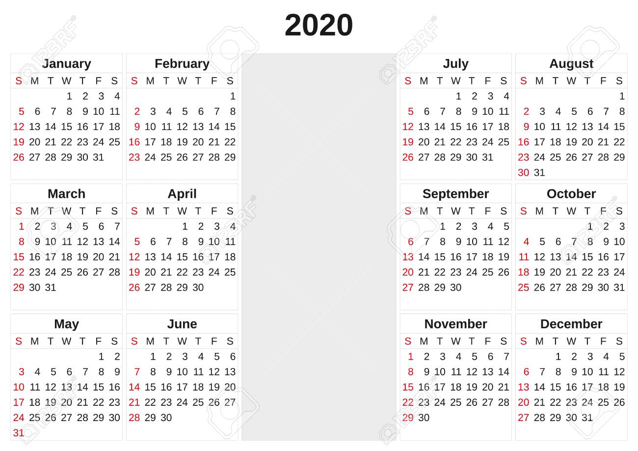 a 2020 annual calendar with white background annual calendar