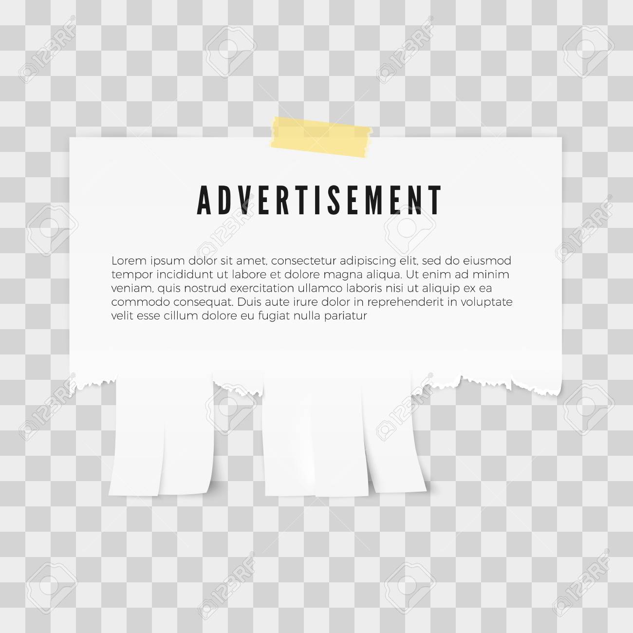 Advertisement Tear-off Paper Template With Copy Space For Text In Flyer With Tear Off Tabs Template