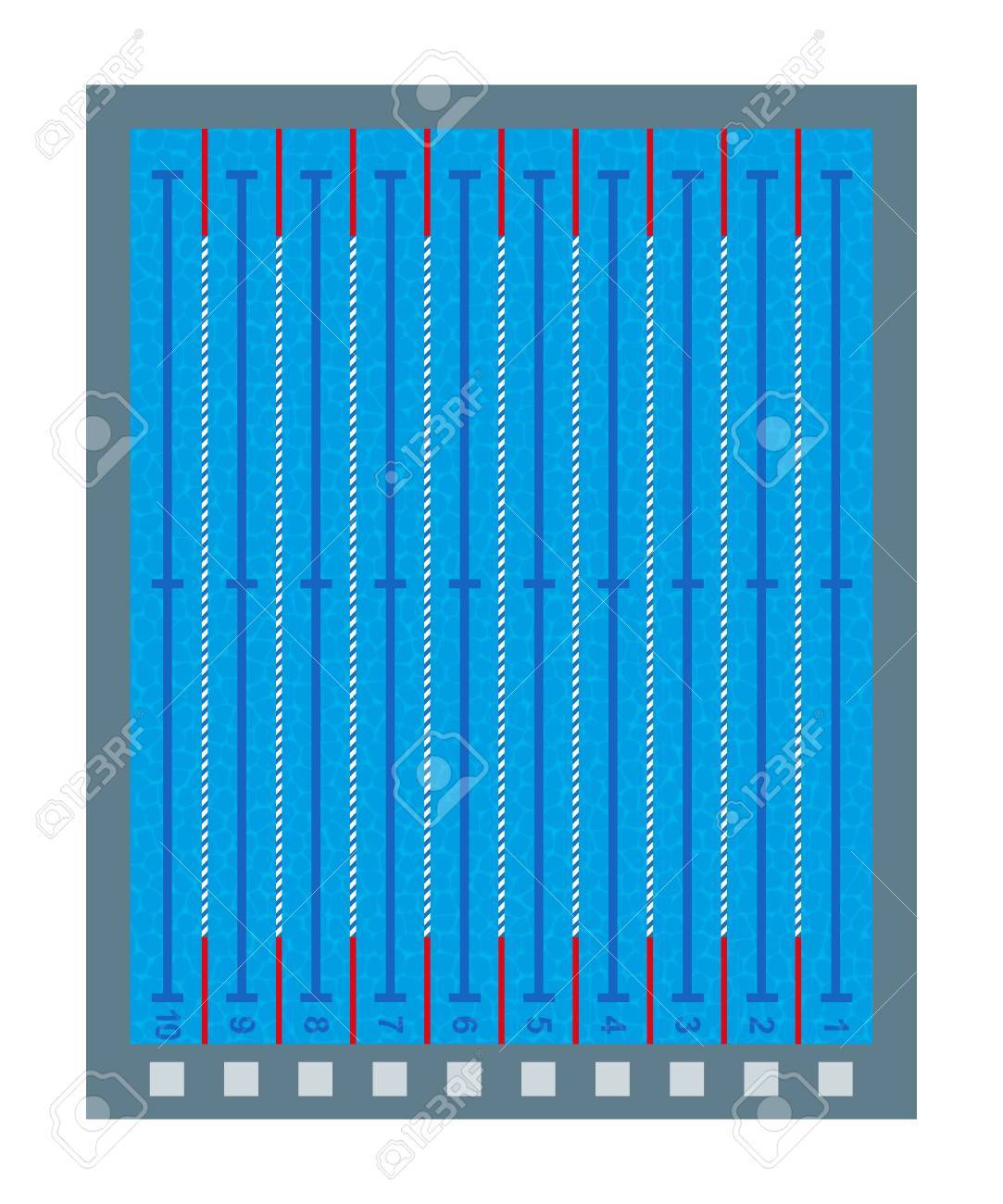 Swimming Pool Deep Transparent Blue Water Top View Of With Lines And Marks Swimming Pool Deep Transparent Blue Water Top View Of With Lines And Marks
