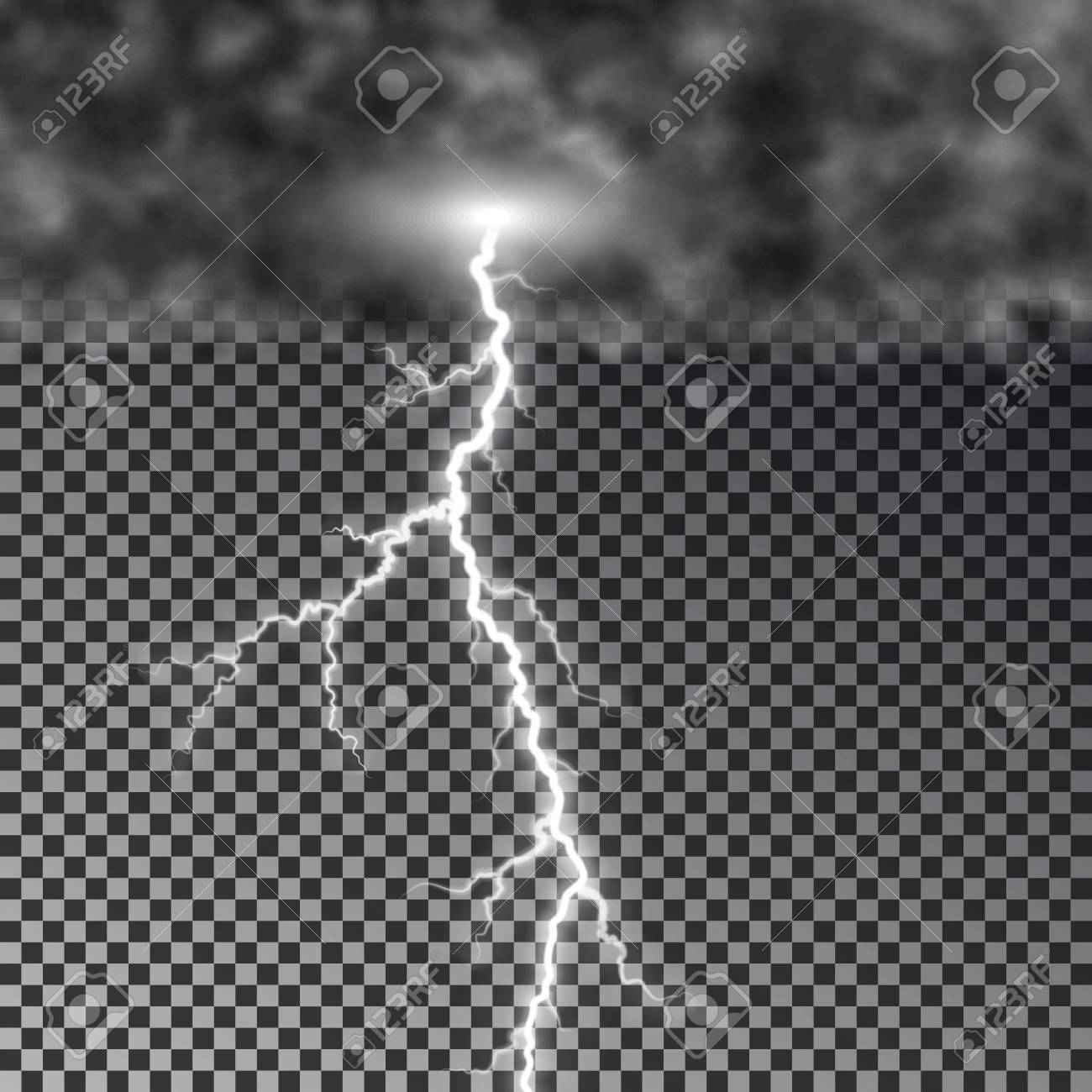 Dark Cloud With Lightning Bolt Isolated On Checkered Background Royalty Free Cliparts Vectors And Stock Illustration Image