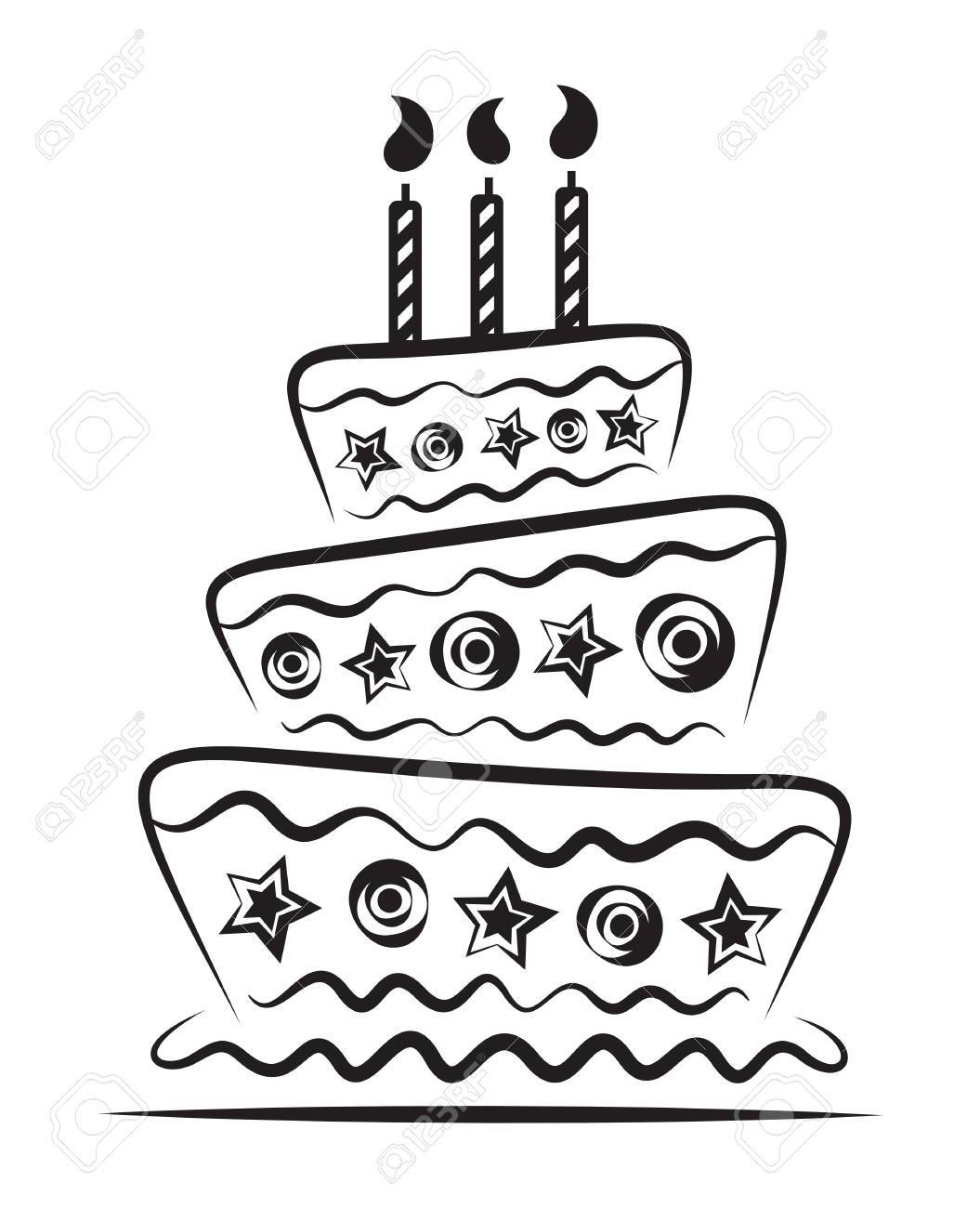 Gateau D Anniversaire Sur Fond Blanc Clip Art Libres De Droits Vecteurs Et Illustration Image