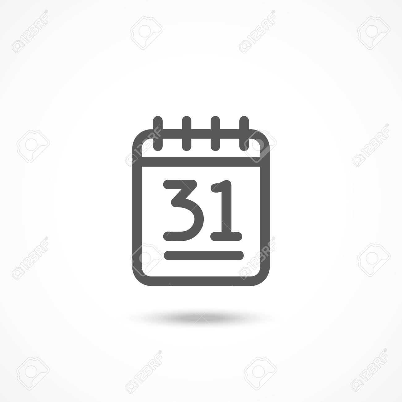 白い背景の上に影をグレーのカレンダー アイコン のイラスト素材 ベクタ Image