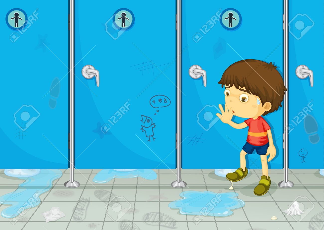 Illustration Of A Boy In A Bathroom Royalty Free SVG, Cliparts, Vectors,  and Stock Illustration. Image 13131898., image size:1300x926