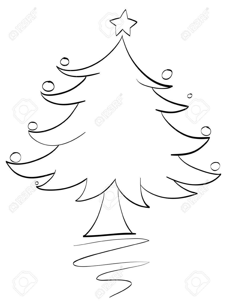Illustration Of An Xmas Tree Outline Royalty Free SVG, Cliparts, Vectors,  and Stock Illustration. Image 13700051., image size:981x1300
