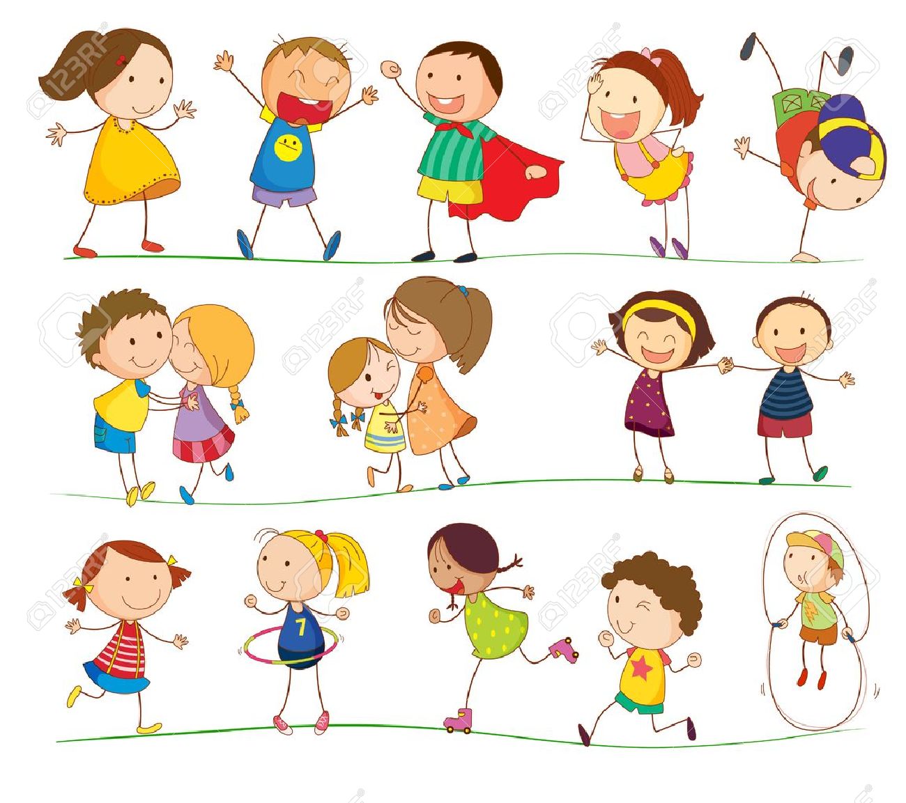 簡単な子供たちの演奏のイラスト のイラスト素材 ベクタ Image
