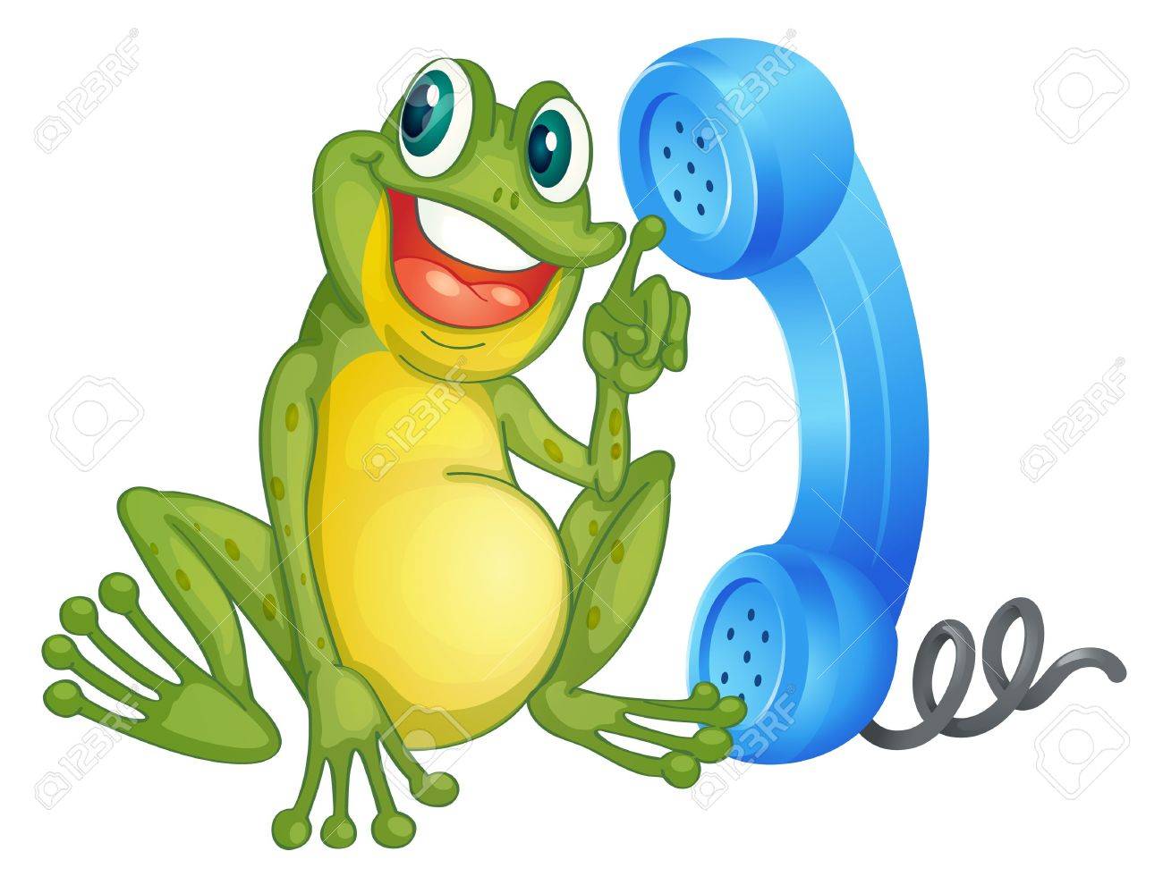 Illustration D Une Grenouille Avec Un Recepteur De Telephone Sur Un Fond Blanc Clip Art Libres De Droits Vecteurs Et Illustration Image 14347140