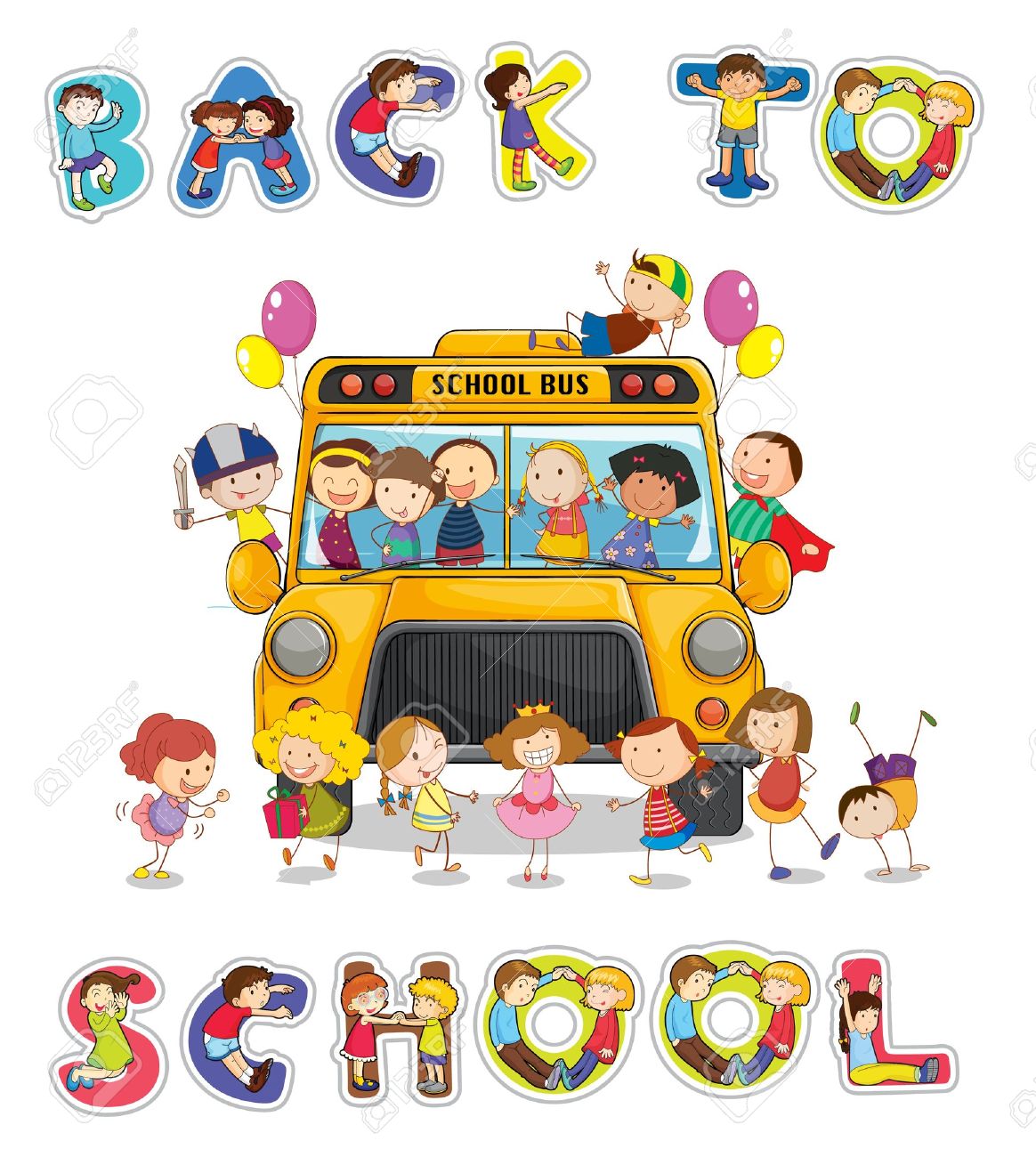 Illustration Of School Bus And English Word Back To School Royalty Free Cliparts Vectors And Stock Illustration Image 14347309
