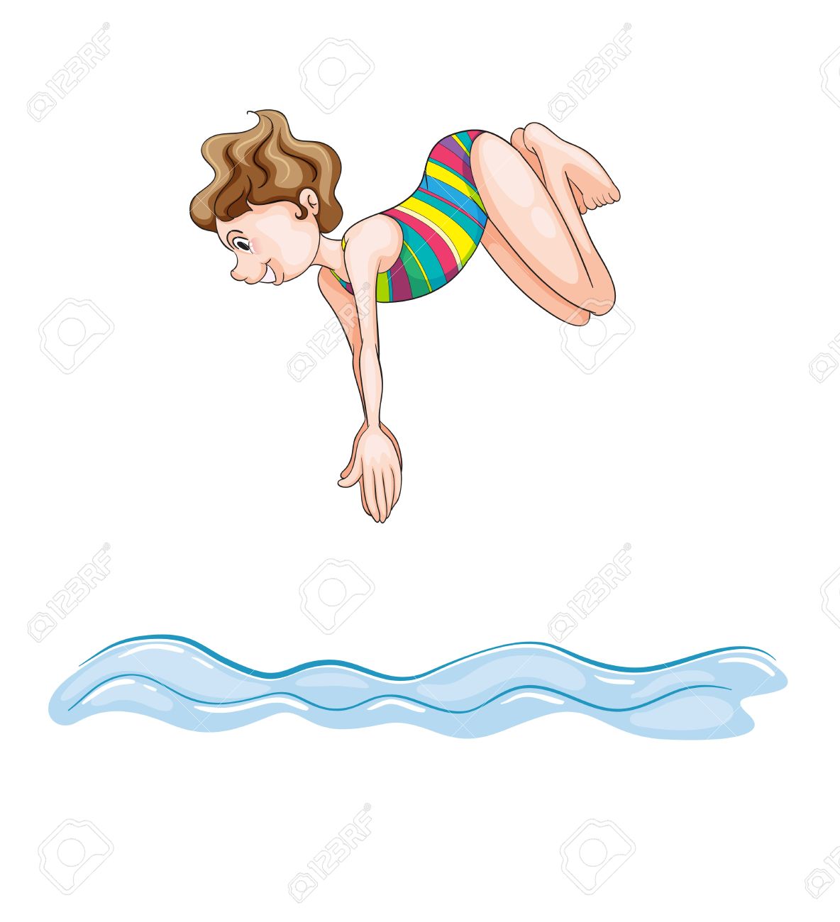 Illustration Of A Girl Diving Into Water On A White Background Royalty Free Cliparts Vectors And Stock Illustration Image 14841233
