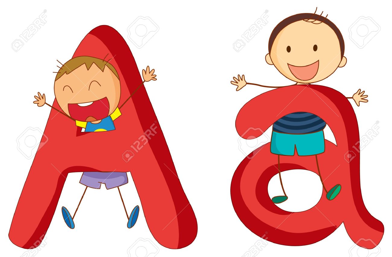illustration of children in a letter of alphabet royalty free