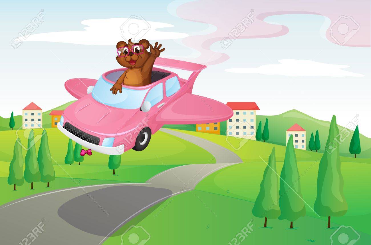 道路上の車の中でカワウソのイラストのイラスト素材 ベクタ Image