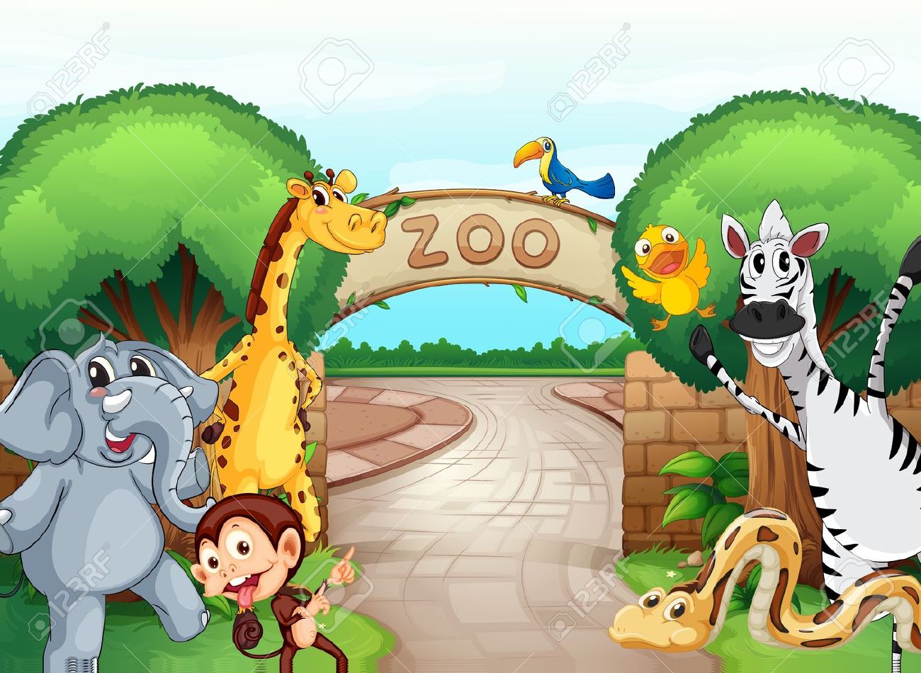 Illustration Of A Zoo And The Animals In A Beautiful Nature Royalty Free Cliparts Vectors And Stock Illustration Image