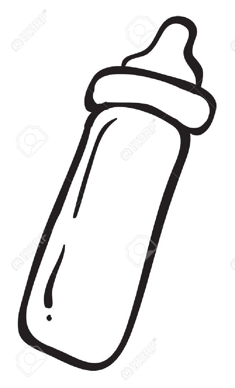 baby bottle clipart black and white