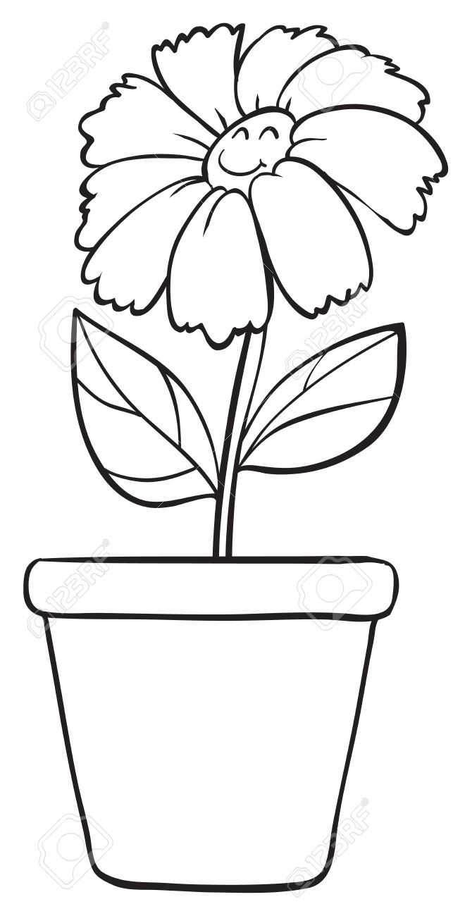 how to draw flower pot drawing easy step by step / drawing for beginners -  YouTube