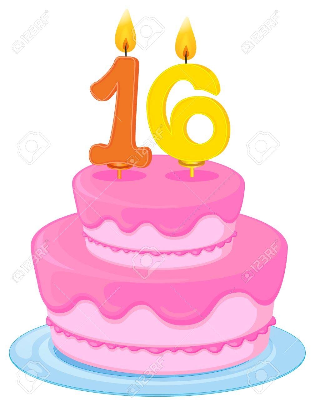 白い背景の上の誕生日ケーキのイラストのイラスト素材 ベクタ Image