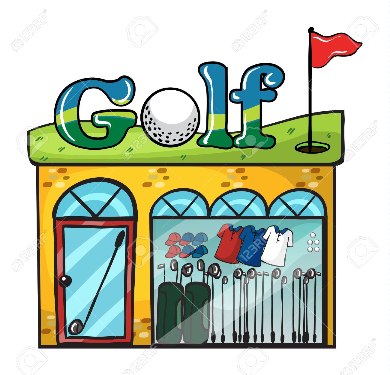 Illustration Of Golf Accessories Store On White Royalty Free Cliparts Vectors And Stock Illustration Image